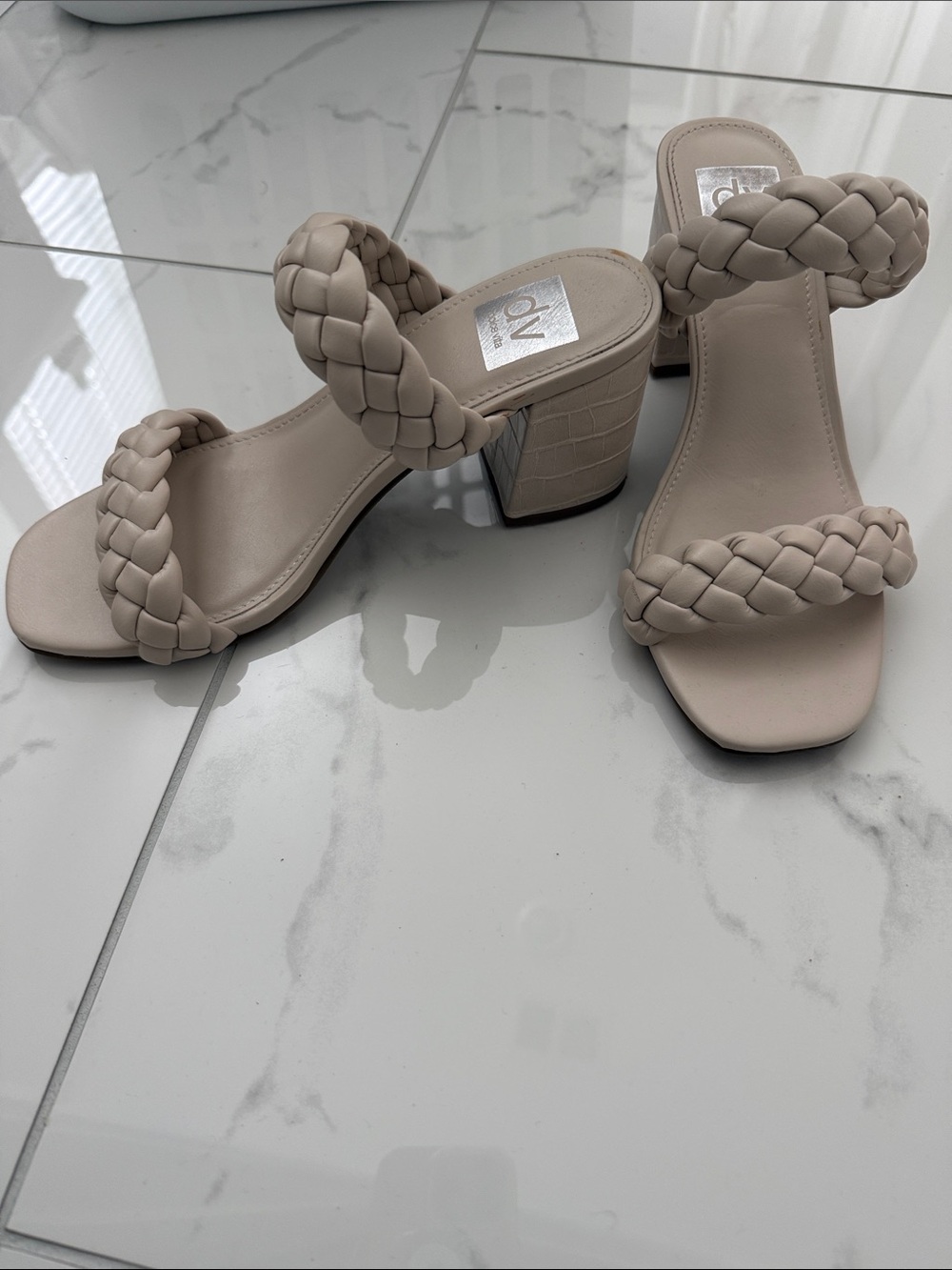 DV Dolce Vita Tessa Block Heel Sandals - Cream